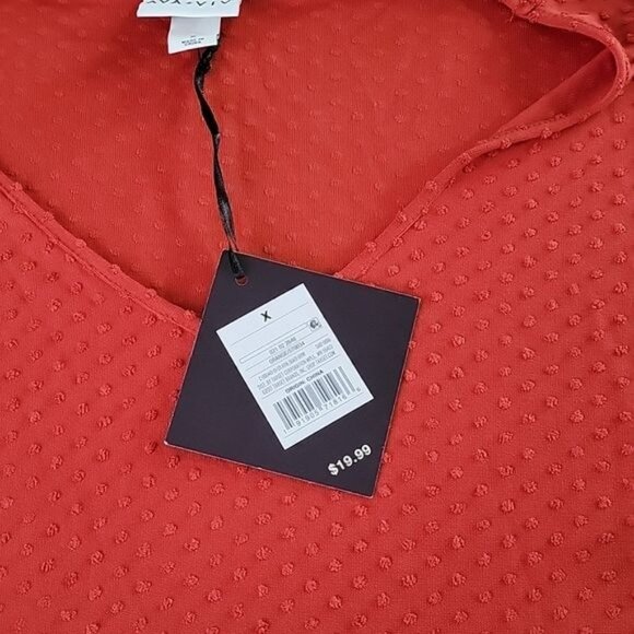 NWT Ava & Viv Orange Flowy Dressy Top, V Neck Sz 0X - Picture 9 of 9